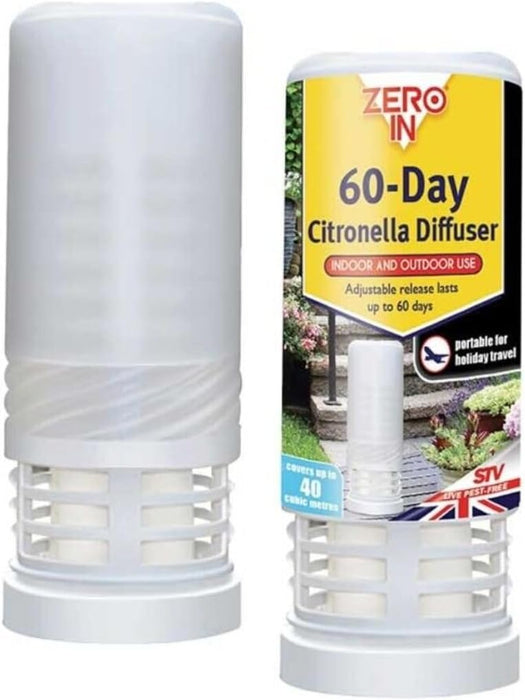 Zero in 60-Day Adjustable Diffuser Natural Citronella Mosquito Repeller Indoor Outdoor Use Bee Safe Travel Size - 8852