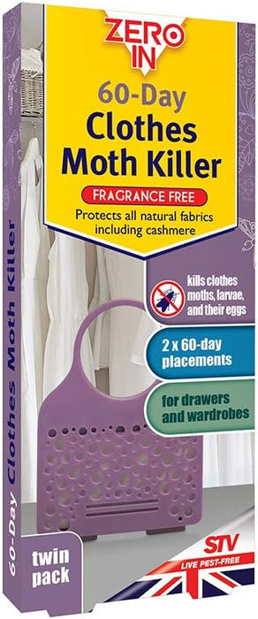 Zero In Fragrance Free Hanging 60 Day Clothes Moth Killer 2/pk 4229