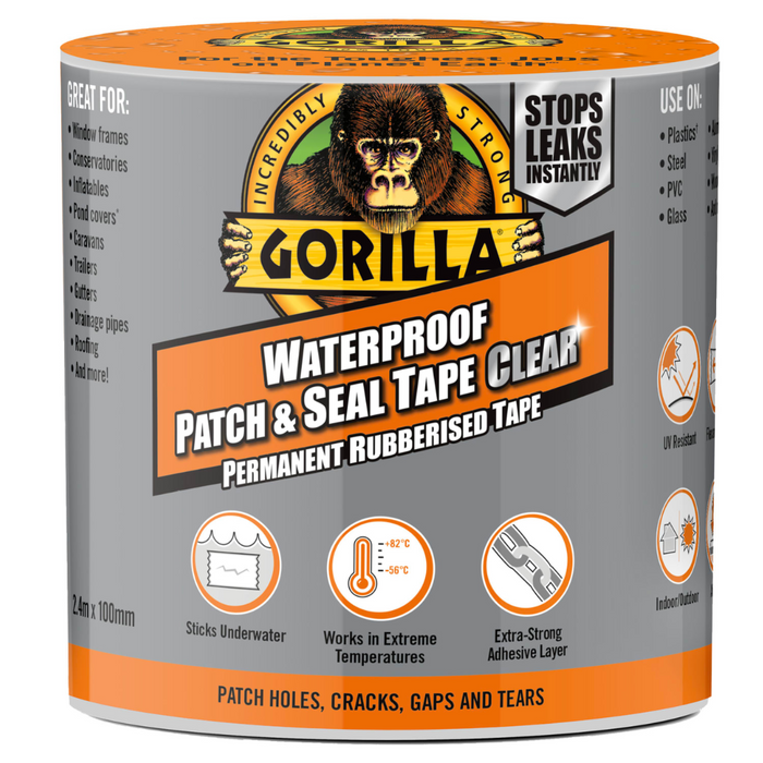 Gorilla Clear Waterproof Patch & Seal Tape 100mm x 3m - Gorilla Glue
