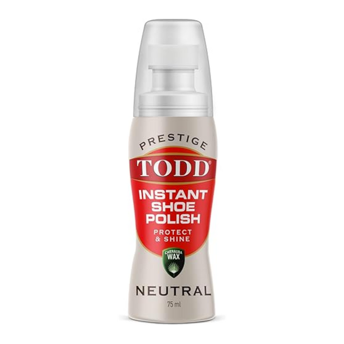 Todd Prestige Neutral Polish 75ml Liquid Dab On Instant Shine and Protect for Shoes Boots Bags Bottle with Sponge