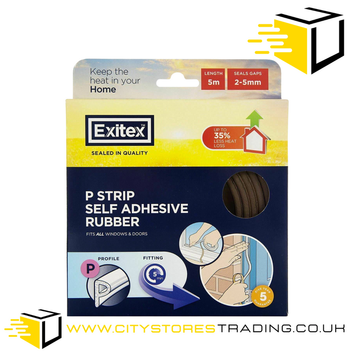 Exitex Brown P Strip Self Adhesive Rubber Strip 5m
