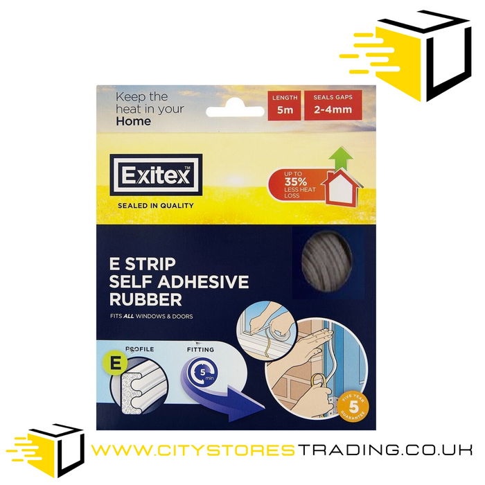 Exitex Grey E Strip Self Adhesive Rubber Strip 5m