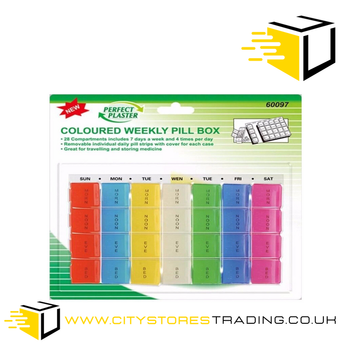 Perfect Plaster Coloured Weekly Pill Box 7 Days - Perfect Plaster