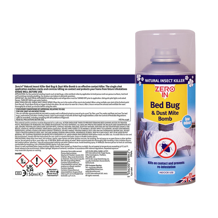 Zero In Bed Bug & Dust Mite Bomb 150ml 9842