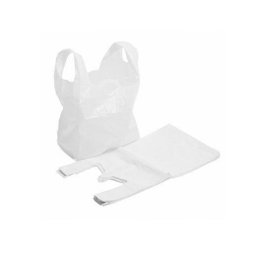 100 White Carrier Bags Regular Vest Medium White Shopping Stalls Bags Polythene 10x15x18 - City Stores