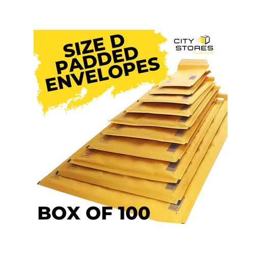 100 x D/4 Padded Envelopes Gold/Brown Padded Bubble Envelopes/Mailers Size AR4 (JL1 Equivalent) 180x265mm - Citystores