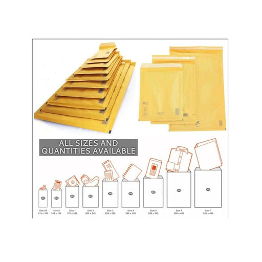 100 x F/6 100 x Padded Envelopes Gold/Brown Padded Bubble Envelopes/Mailers Size AR6 (JL3 Equivalent) 220x340mm- Citystores