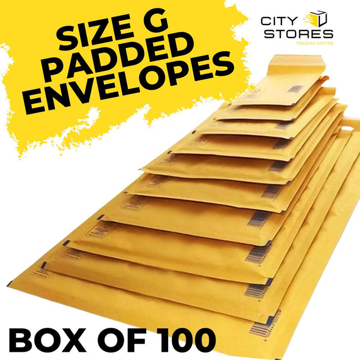 100 x G/7 Padded Envelopes Gold/Brown Padded Bubble Envelopes/Mailers Size AR7 (JL4 Equivalent) 230x340mm - Citystores