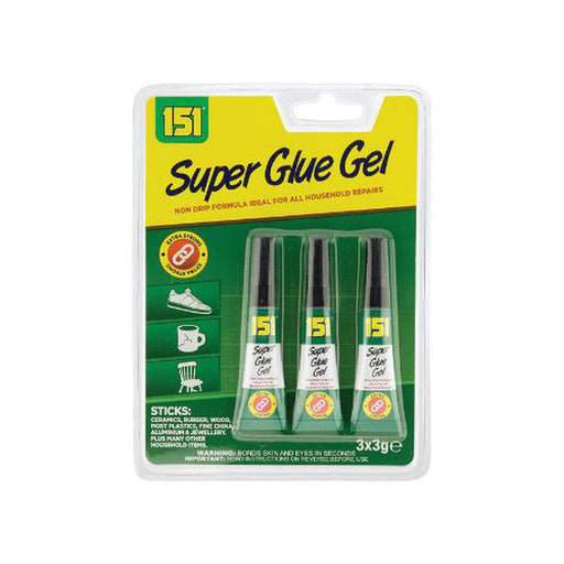151 Superglue Gel Triple Pack Extra Strong Non Drip Adhesive Glue 3 x 3g -
