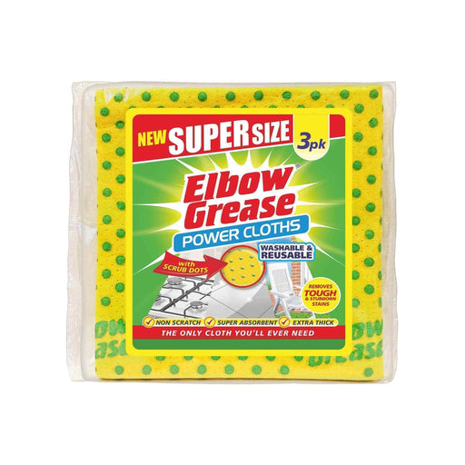 3 Elbow Grease Power Cloths Super Absorbent Extra Thick With Scrub Dots Cleaning - Elbow Grease
