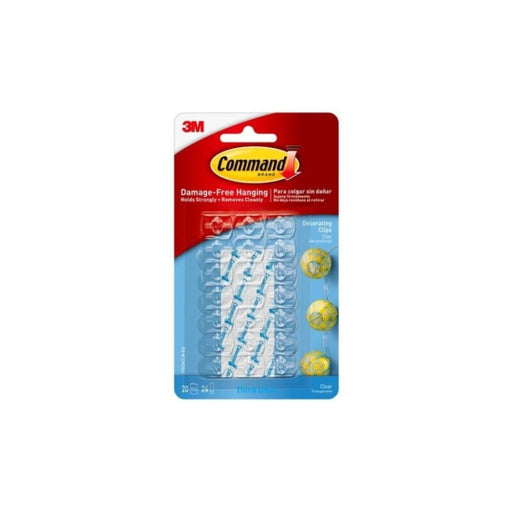 3M Command Adhesive Hooks Clip Damage Free Hanging Clear UP TO 20 Clips 24 strips Condition: - Command