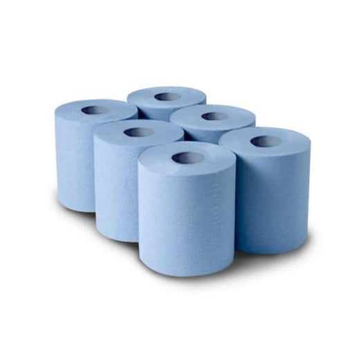 Blue CENTREFEED Rolls 2-PLY 175MM 400 SHEETS 80M 6/PK