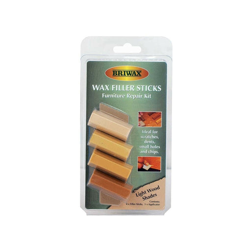 Briwax Wax Wood Filler Sticks Light Brown Cream Shades 4 Pack Mix + Applicator - Briwax