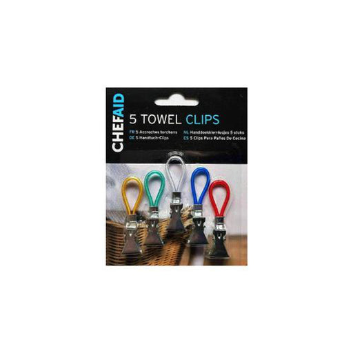 Chef Aid 5 colours towel hanger clips tea towels clothes holder hanging Hinchers - Chef Aid