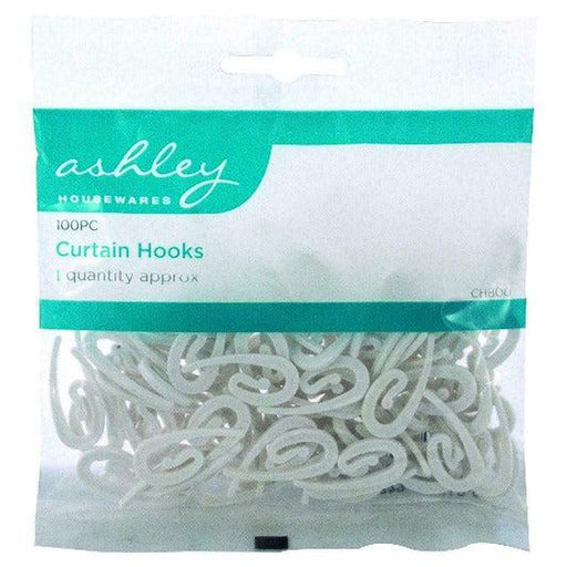 Curtain Hooks 100 Pieces White Plastic Nylon Gliders Curtain Hooks For Curtains - Ashley Housewares