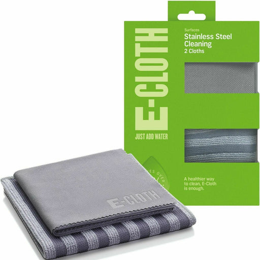 E-Cloth Stainless Steel Pack 2 Microfibre Clean & Polishing Cloths No Chemicals - ECloth