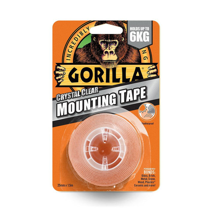 Gorilla Glue HeavyDuty Double Sided Mounting Tape Clear 25mm x 1.5m - Gorilla Glue
