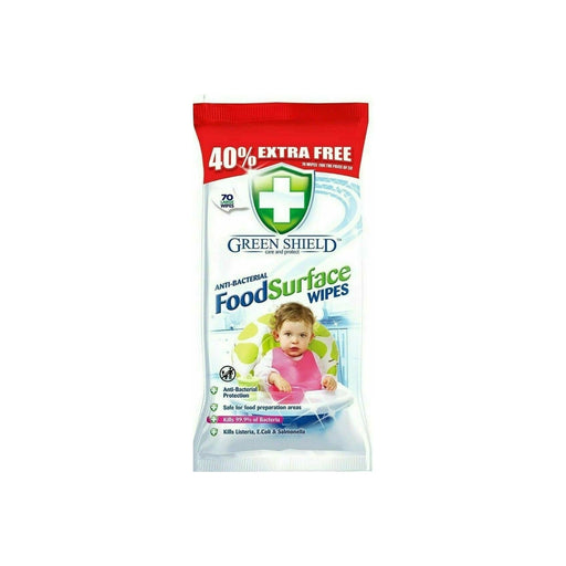 Green Shield Anti-Bac Food Surface Area Cleaning Wipes 70 Large Wipes - Green Shield