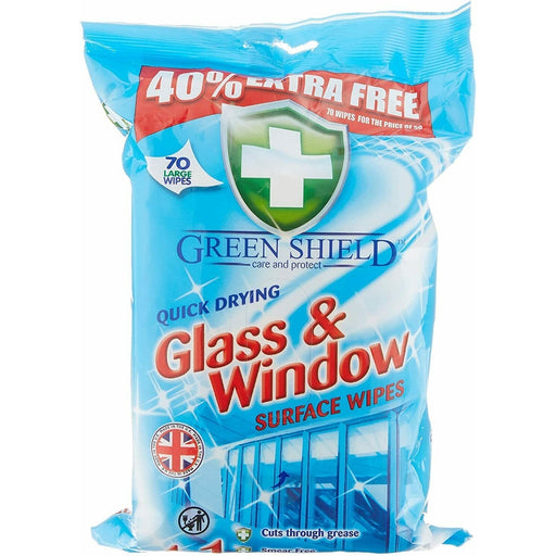 Green Shield Wipes Glass & Window Cleaning Wipes 70 wipes - Green Shield