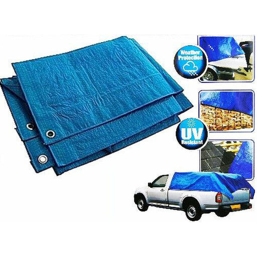 Heavy Duty Tarpaulin Blue Waterproof Strong Cover UV Resistant 10x12 ft- Blackspur