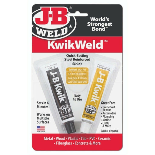 J-B Weld Kwik Weld Quick Setting Steel Reinforced Epoxy Glue Cold Weld Metal Wood - J-B Weld