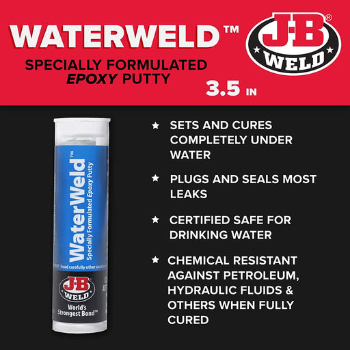 J-B Weld Waterweld Under Water Adhesives, Off White 2 oz, 1 Pack - J-B Weld