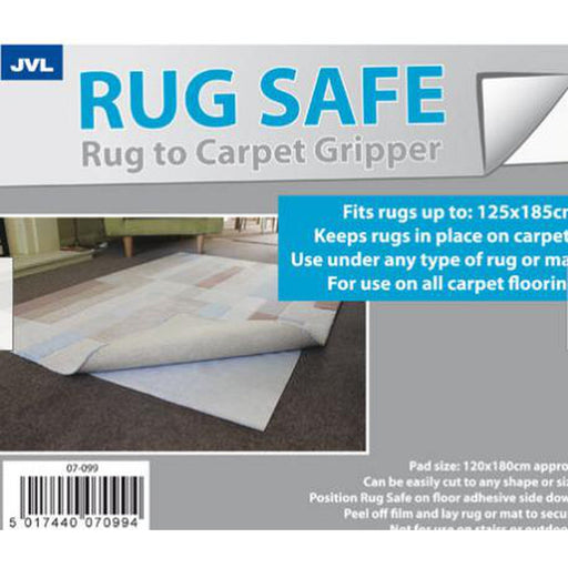 JVL Rug To Carpet Gripper Home Office Rug Safe for Carpet Floors, 120 x 180cm - JVL
