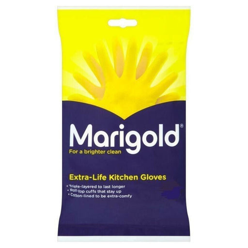 Marigold 1 Pack Large Extra Life Cotton Lined Strong Kitchen House Gloves - Marigold