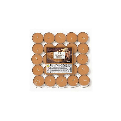 Price's Candles Scented Tea Lights Candles Pack of 25 Cinnamon- Price's