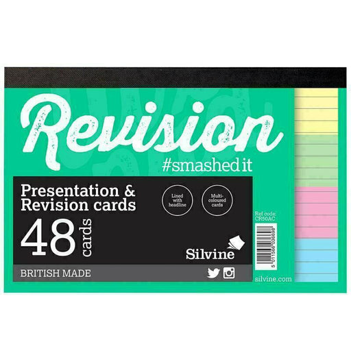 Rainbow Silvine Revision & Presentation Cards Ruled 48 Index Study Exam Reminder - Silvine