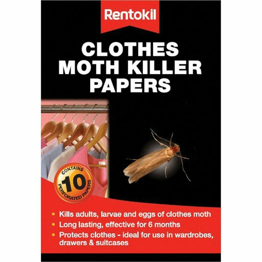 Rentokil Clothes Moth Killer Papers 10 Strips/ Kills adults, Larvae and Eggs - Rentokil