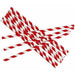 Retro Red & White Stripe Premium Biodegradable Paper Straws Pack of 50 - Essential