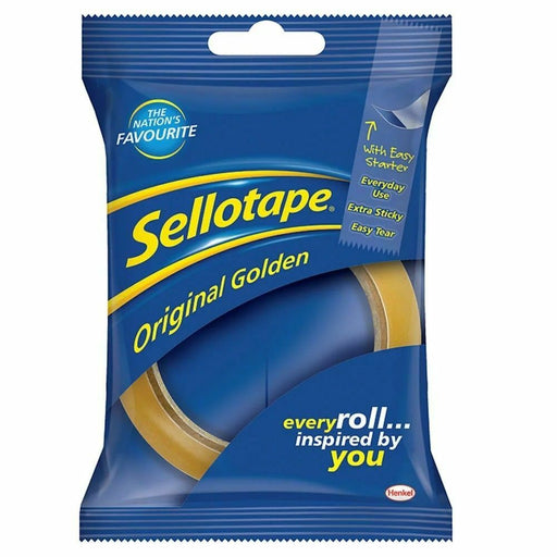 Sellotape Original Golden Tape Roll Packing Wrapping Gifts 24mm x 66m - Sellotape