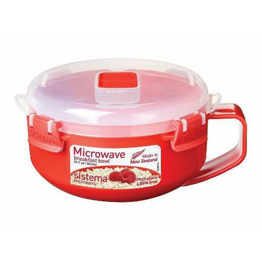 Sistema Microwave Breakfast Bowl, 850 ml Red/Clear - Sistema