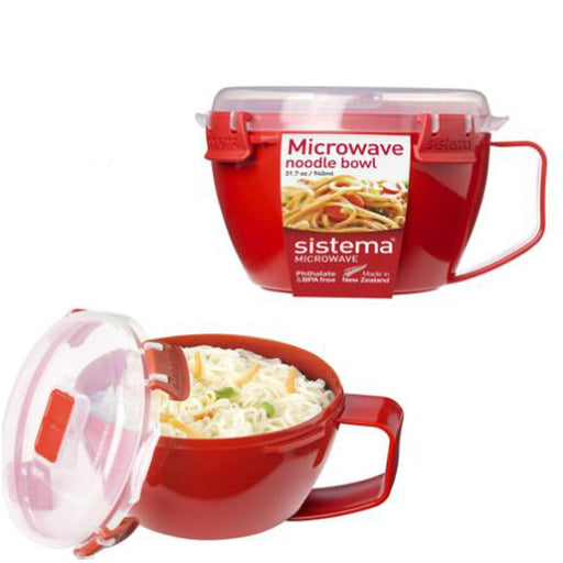 Sistema Microwave Noodle Bowl, 940 ml Red/Clear - Sistema