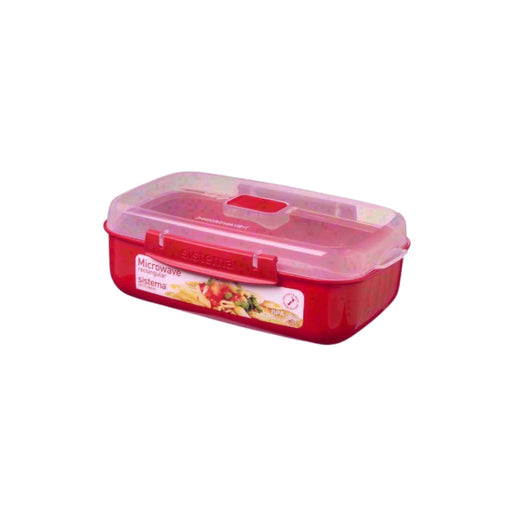 Sistema Rectangle Microwave Container Tifin Lunch Box 1.25L Red/Clear - Sistema