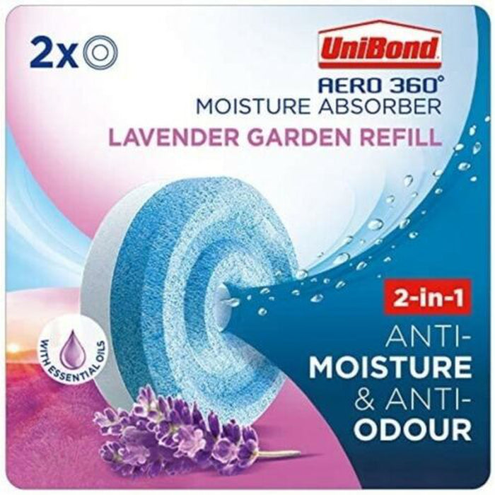 UniBond Aero 360° Lavender Refill Garden Dehumidifier Moisture Condensation Absorbers Refill 2 Tabs - UniBond