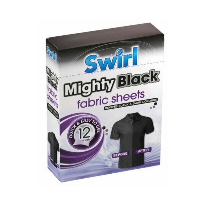 12 Fabric Sheets Swirl Mighty Black Revives Black & Dark Colours - Swirl